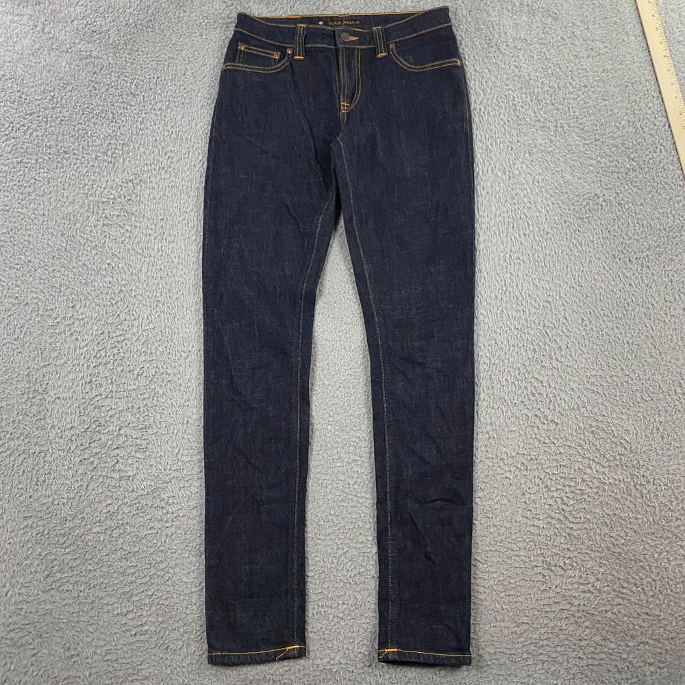 Nudie Jeans Skinny Lin Jeans Womens 29x32 Navy Twill Denim Stretch Blue